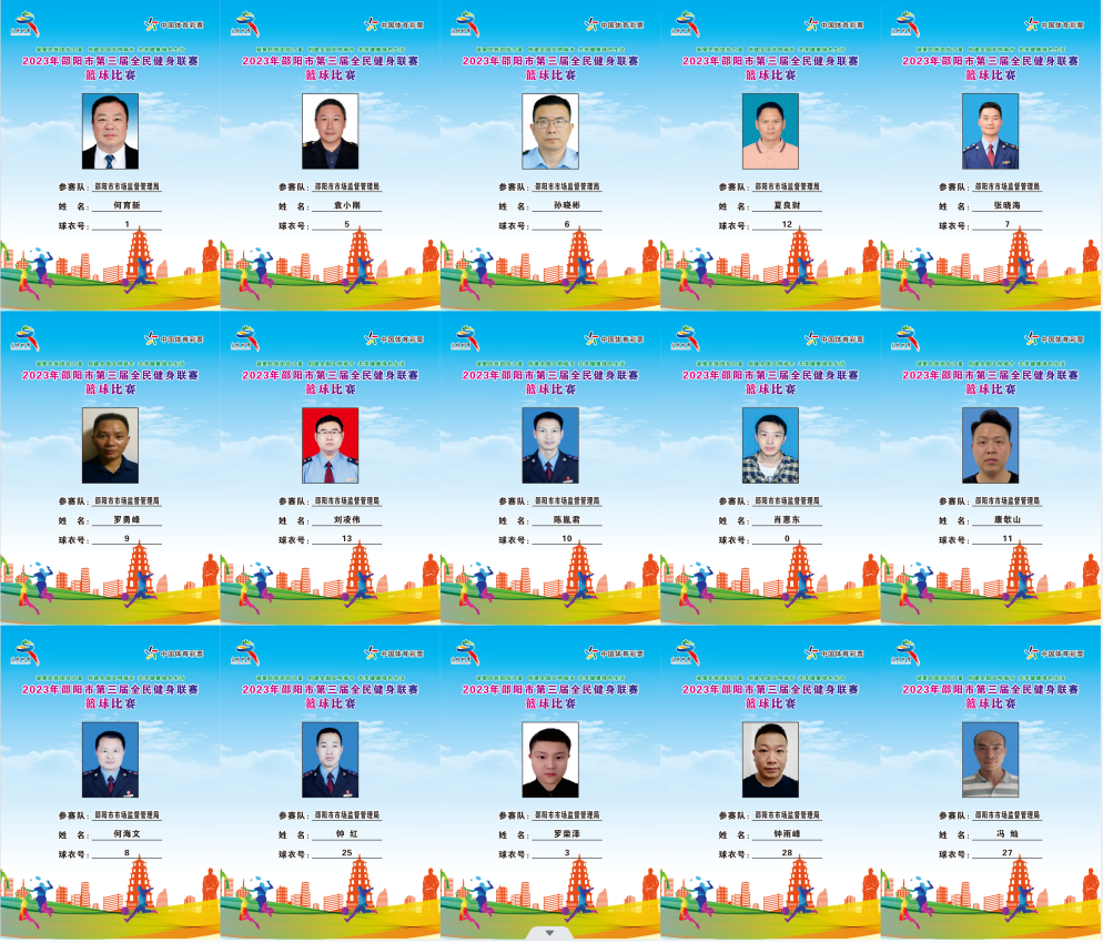 2023年邵阳市全民健身联赛篮球比赛参赛球员公示