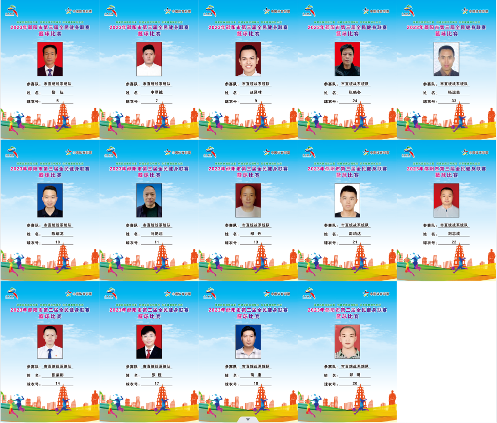 2023年邵阳市全民健身联赛篮球比赛参赛球员公示