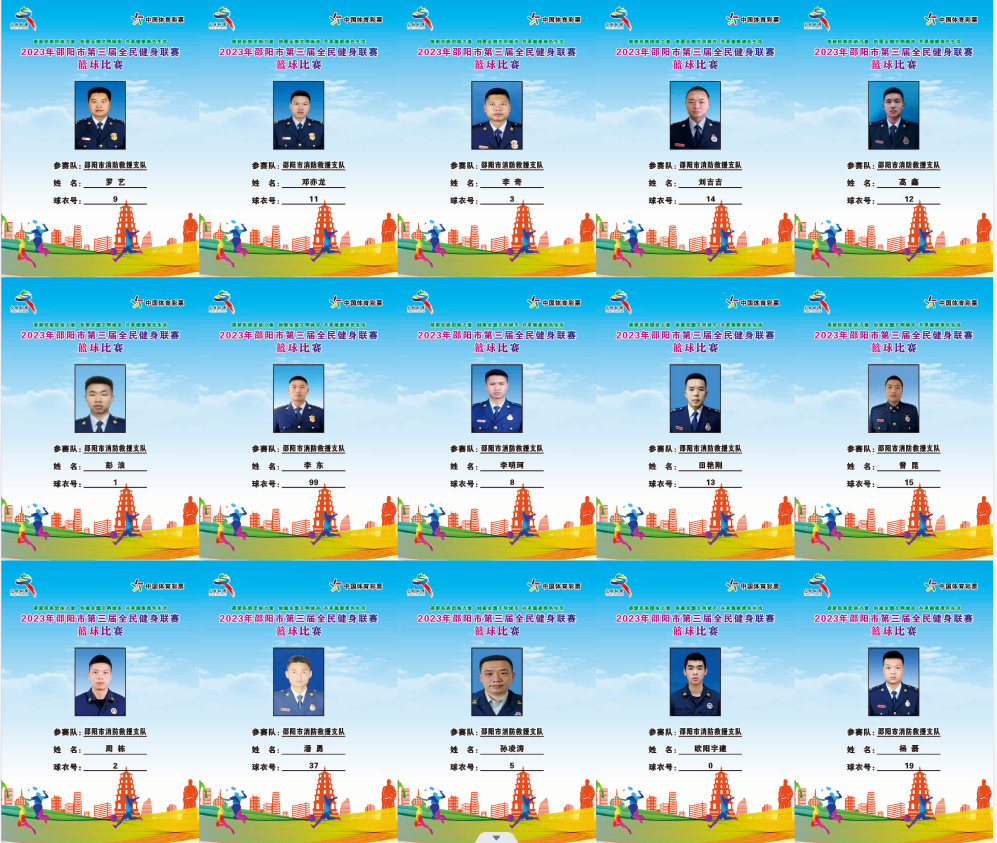 2023年邵阳市全民健身联赛篮球比赛参赛球员公示