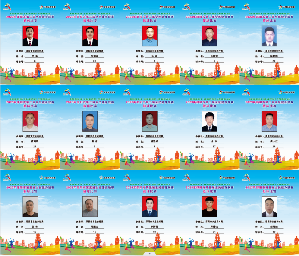 2023年邵阳市全民健身联赛篮球比赛参赛球员公示