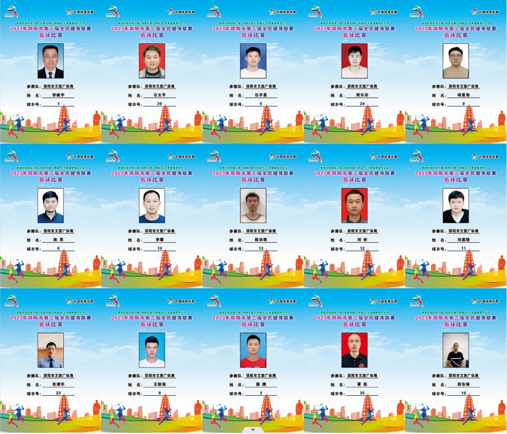 2023年邵阳市全民健身联赛篮球比赛参赛球员公示