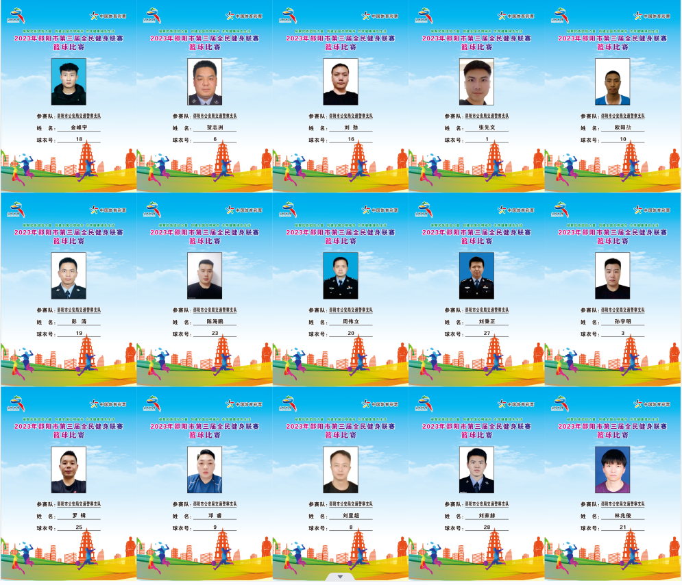2023年邵阳市全民健身联赛篮球比赛参赛球员公示