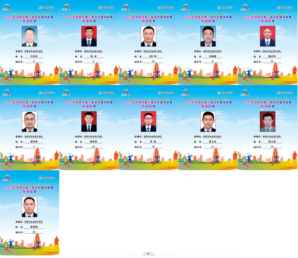 2023年邵阳市全民健身联赛篮球比赛参赛球员公示