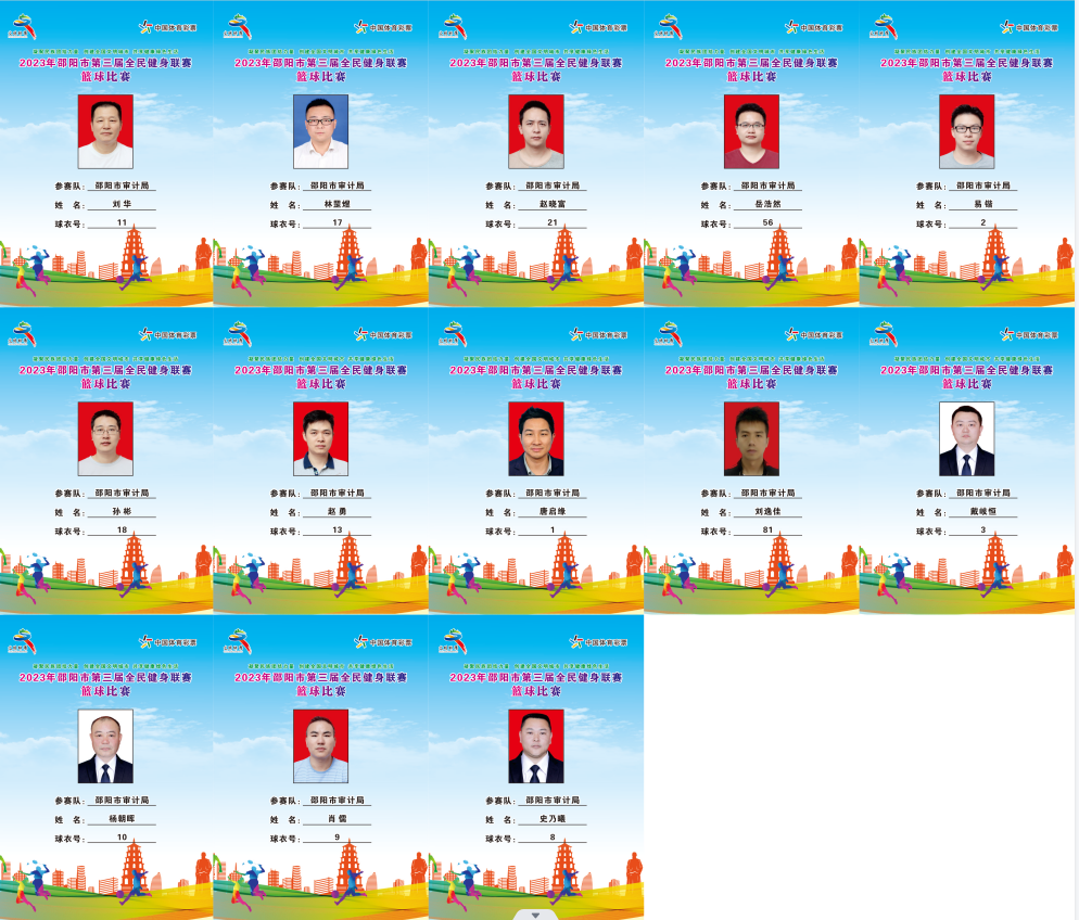 2023年邵阳市全民健身联赛篮球比赛参赛球员公示