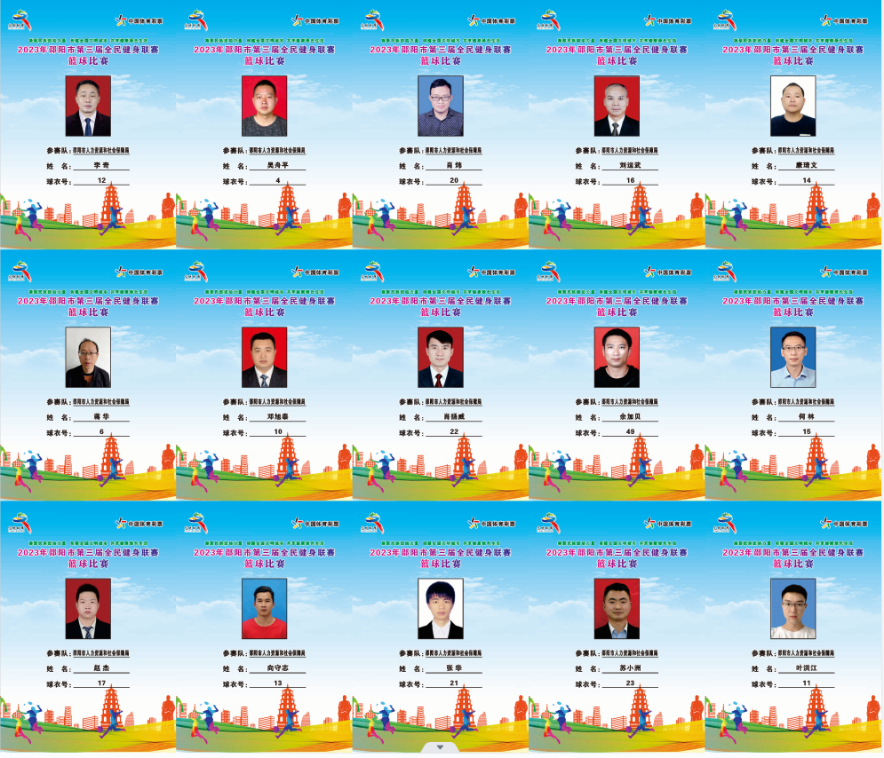 2023年邵阳市全民健身联赛篮球比赛参赛球员公示