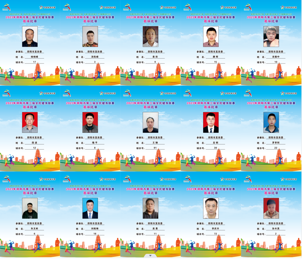 2023年邵阳市全民健身联赛篮球比赛参赛球员公示