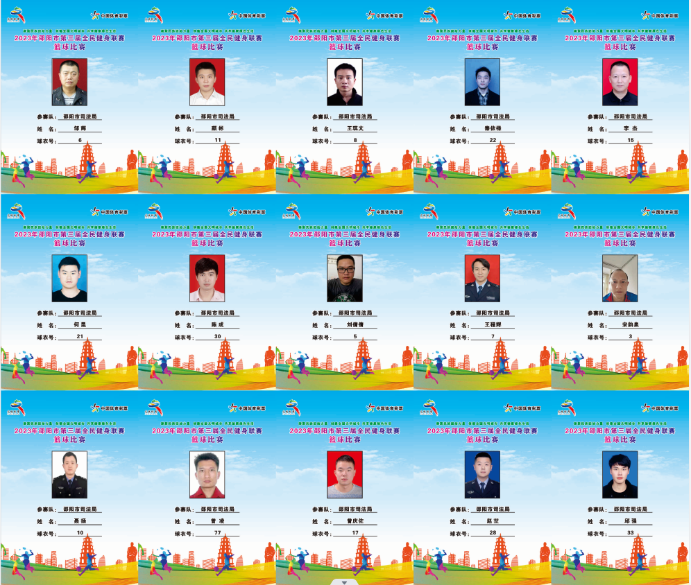 2023年邵阳市全民健身联赛篮球比赛参赛球员公示