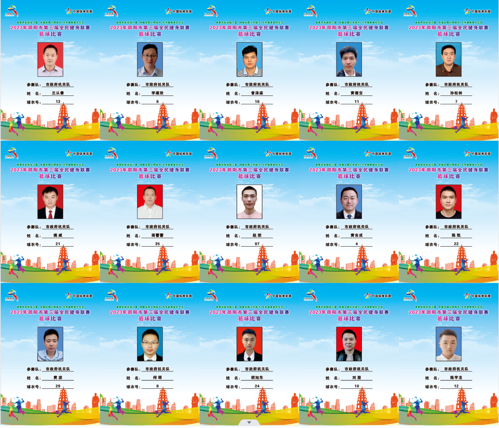 2023年邵阳市全民健身联赛篮球比赛参赛球员公示