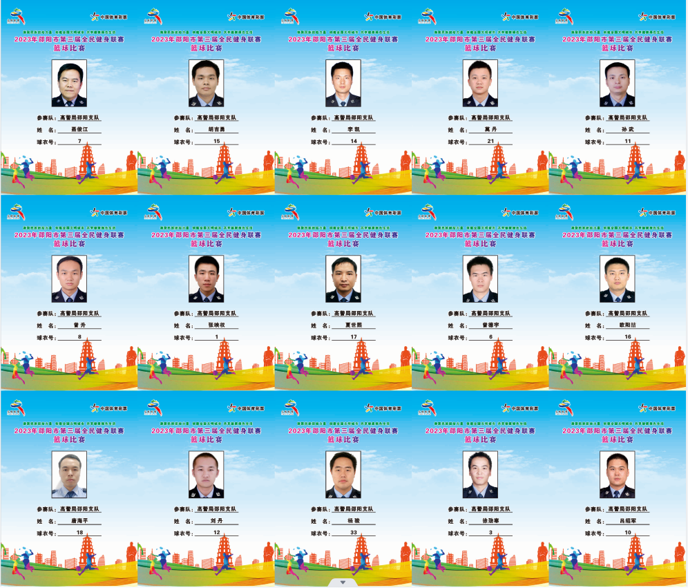 2023年邵阳市全民健身联赛篮球比赛参赛球员公示