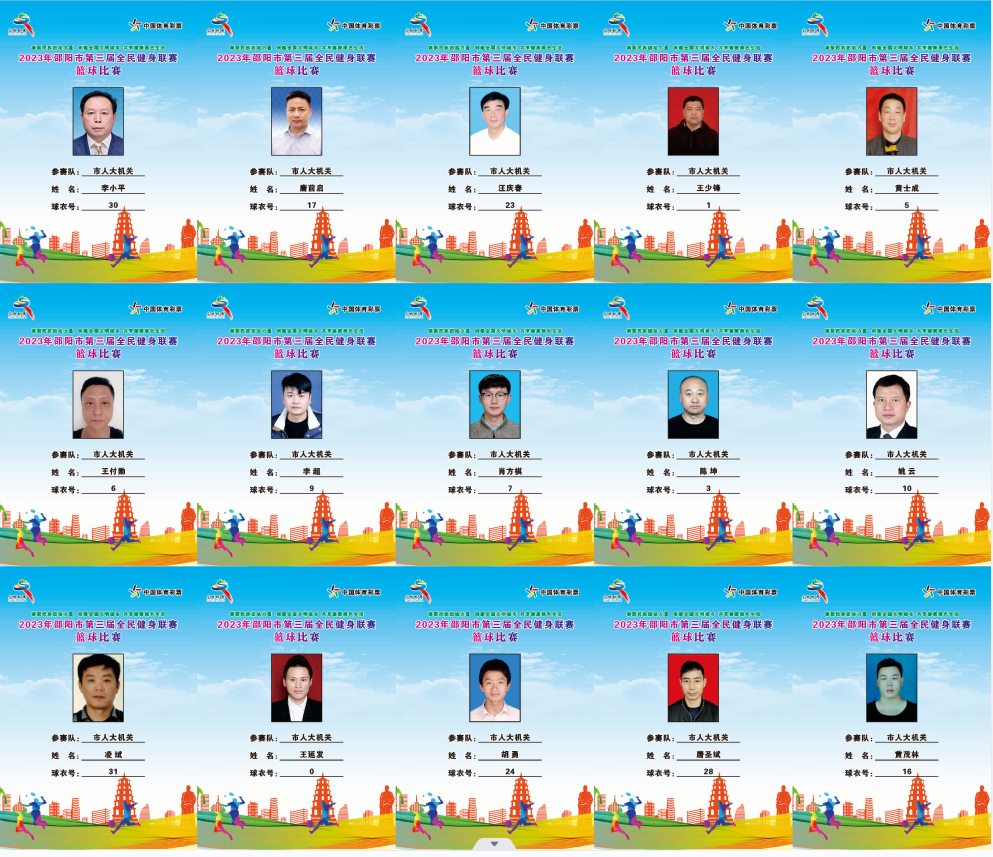 2023年邵阳市全民健身联赛篮球比赛参赛球员公示