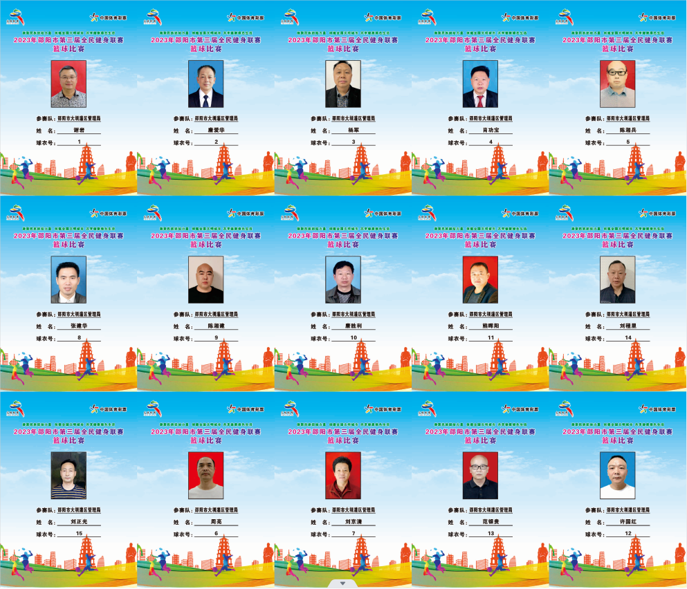 2023年邵阳市全民健身联赛篮球比赛参赛球员公示