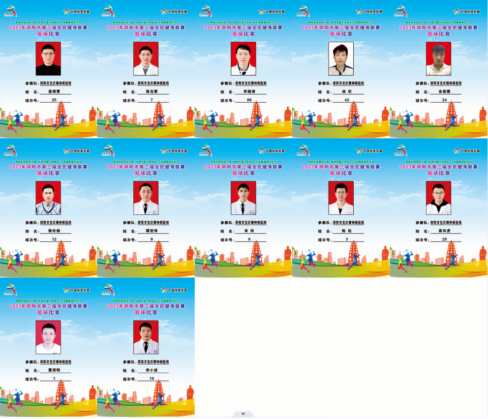 2023年邵阳市全民健身联赛篮球比赛参赛球员公示