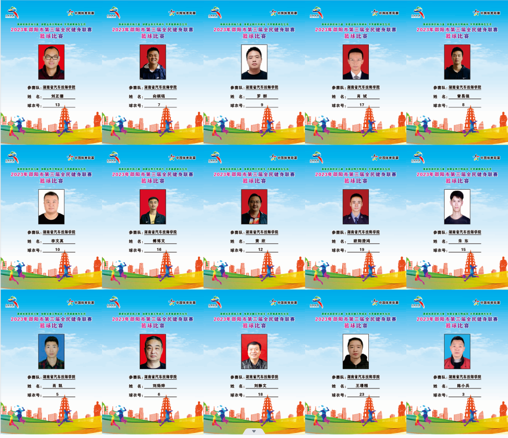 2023年邵阳市全民健身联赛篮球比赛参赛球员公示