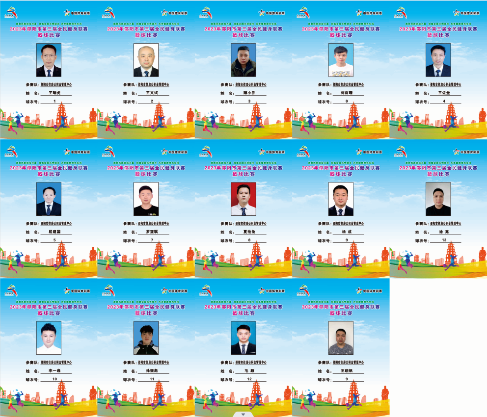 2023年邵阳市全民健身联赛篮球比赛参赛球员公示