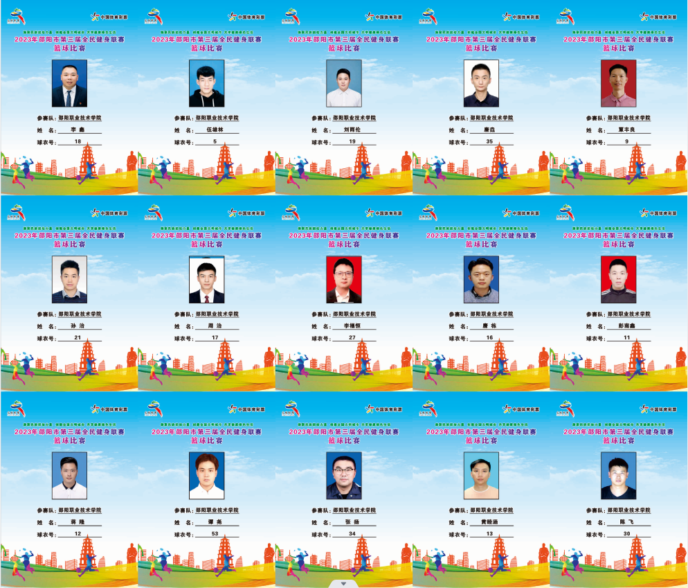 2023年邵阳市全民健身联赛篮球比赛参赛球员公示