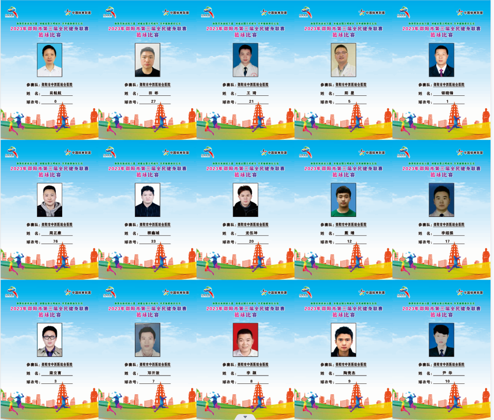 2023年邵阳市全民健身联赛篮球比赛参赛球员公示