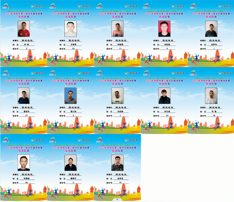 2023年邵阳市全民健身联赛篮球比赛参赛球员公示