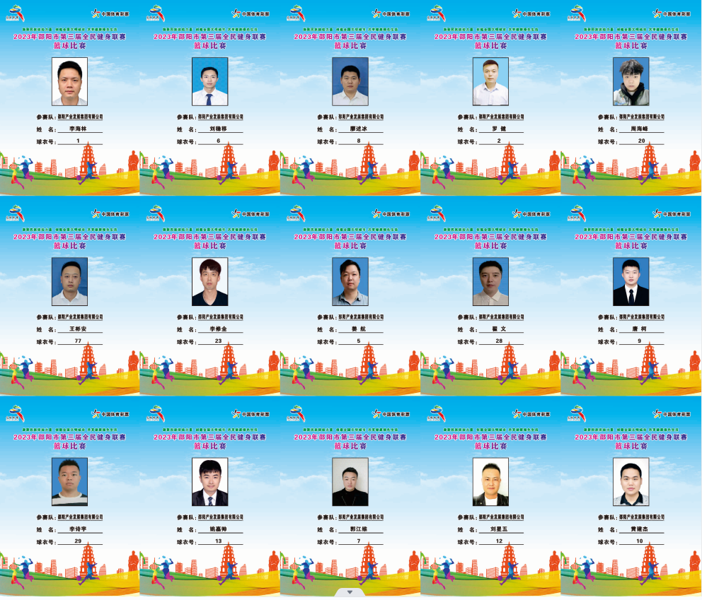 2023年邵阳市全民健身联赛篮球比赛参赛球员公示