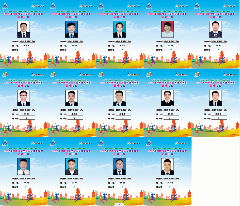 2023年邵阳市全民健身联赛篮球比赛参赛球员公示