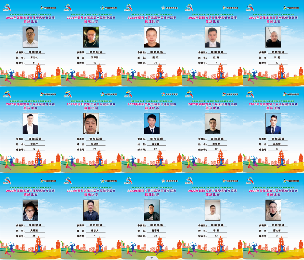 2023年邵阳市全民健身联赛篮球比赛参赛球员公示