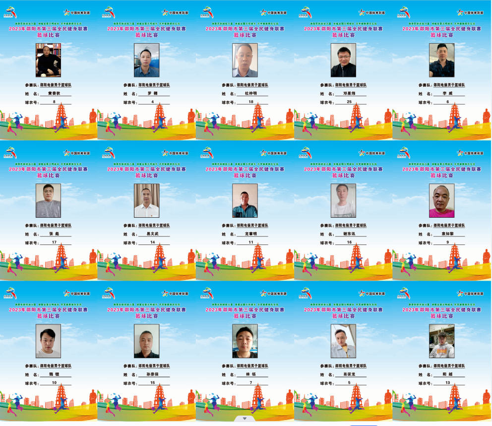 2023年邵阳市全民健身联赛篮球比赛参赛球员公示