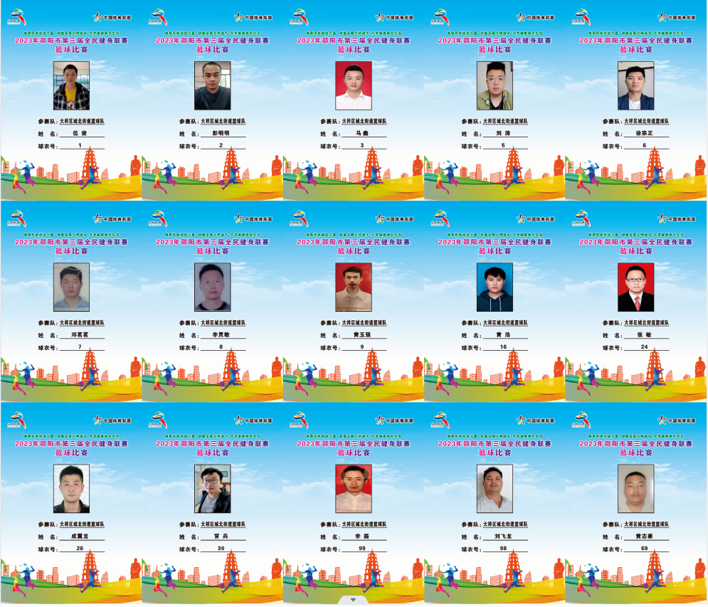 2023年邵阳市全民健身联赛篮球比赛参赛球员公示