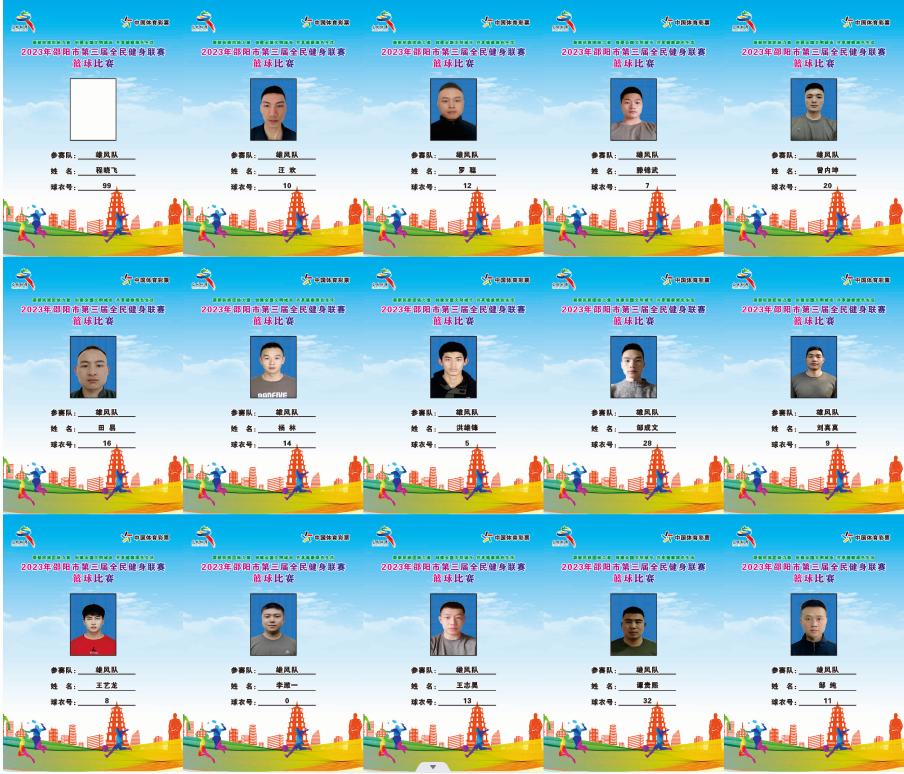 2023年邵阳市全民健身联赛篮球比赛参赛球员公示